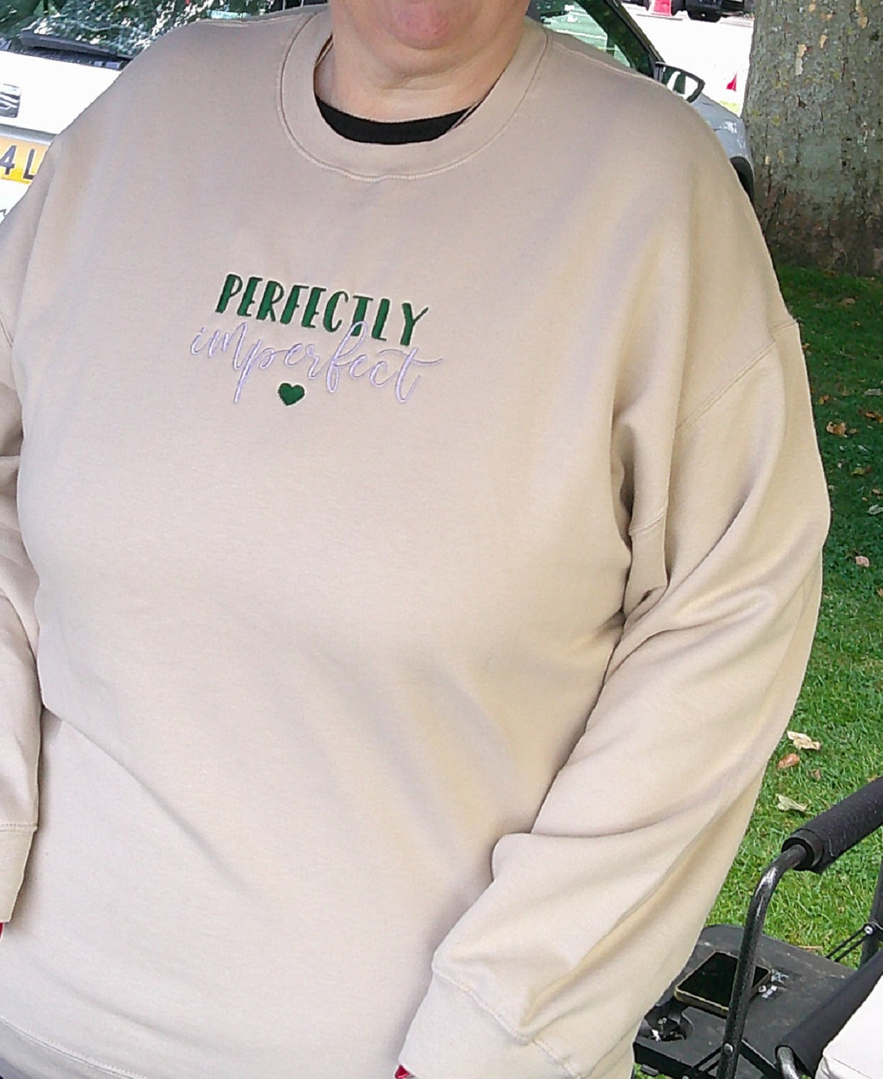 'Perfectly Imperfect' stone sweatshirt
