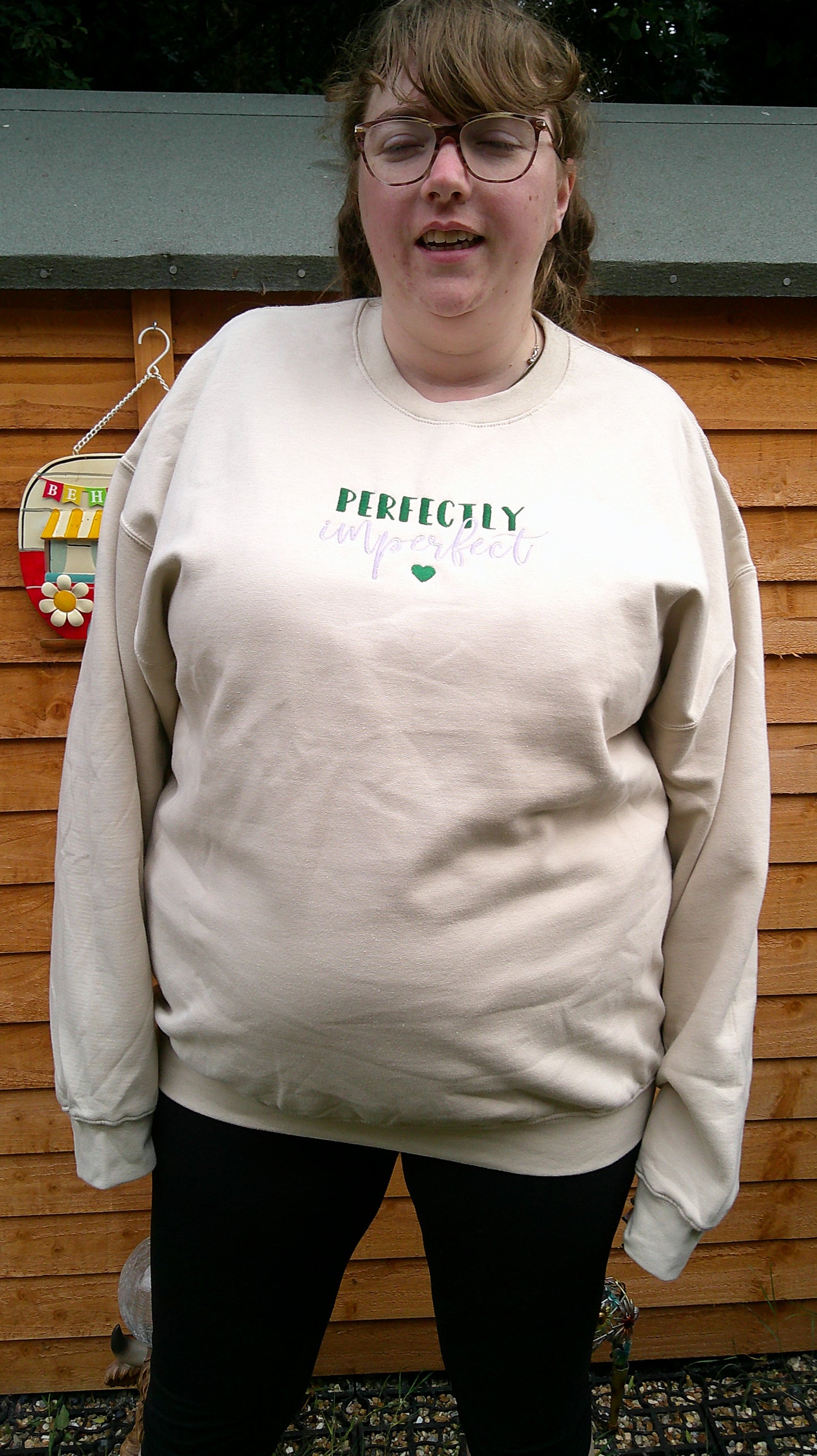 'Perfectly Imperfect' stone sweatshirt