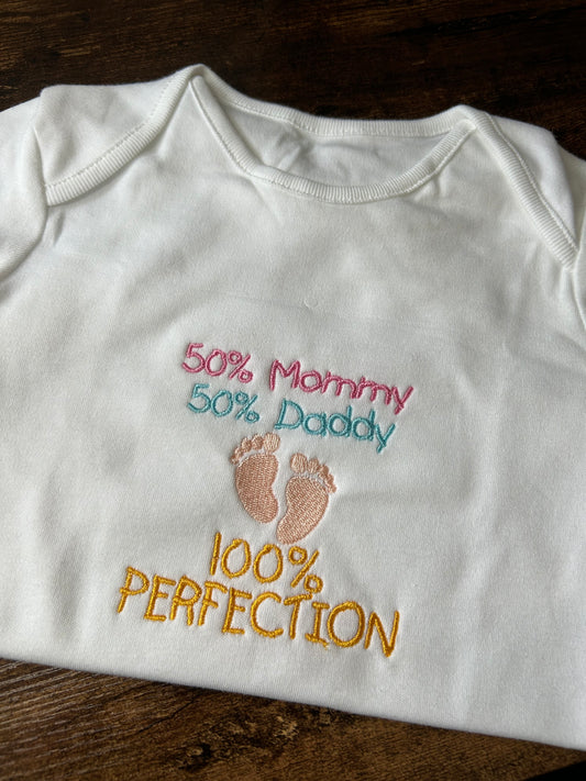 Baby Embroidered Vest 100% Perfection for the New Baby Girl or Baby Boy