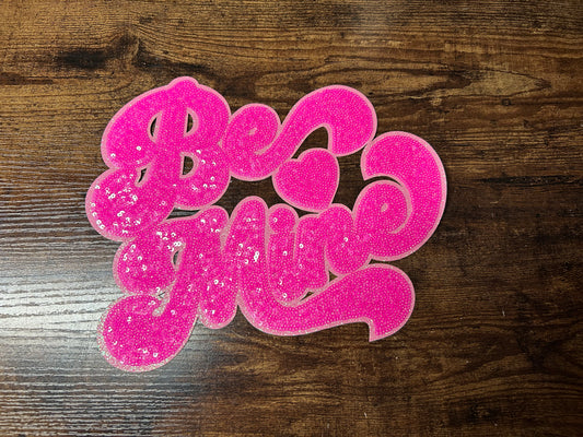 Hot Pink Be Mine Sequin Patch (patch only or on clothing)