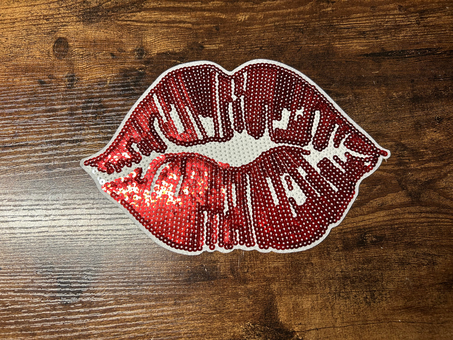 Red Sequins Lips Patch (patch only or on clothing)