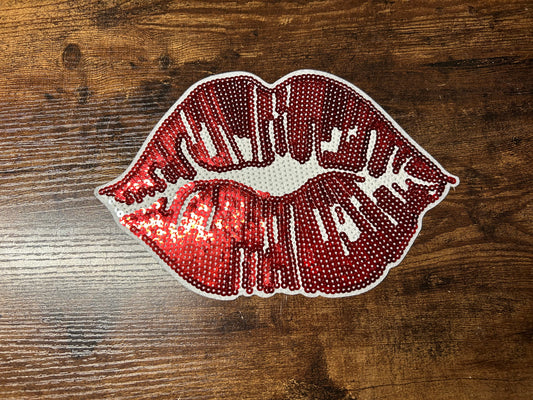 Red Sequins Lips Patch (patch only or on clothing)