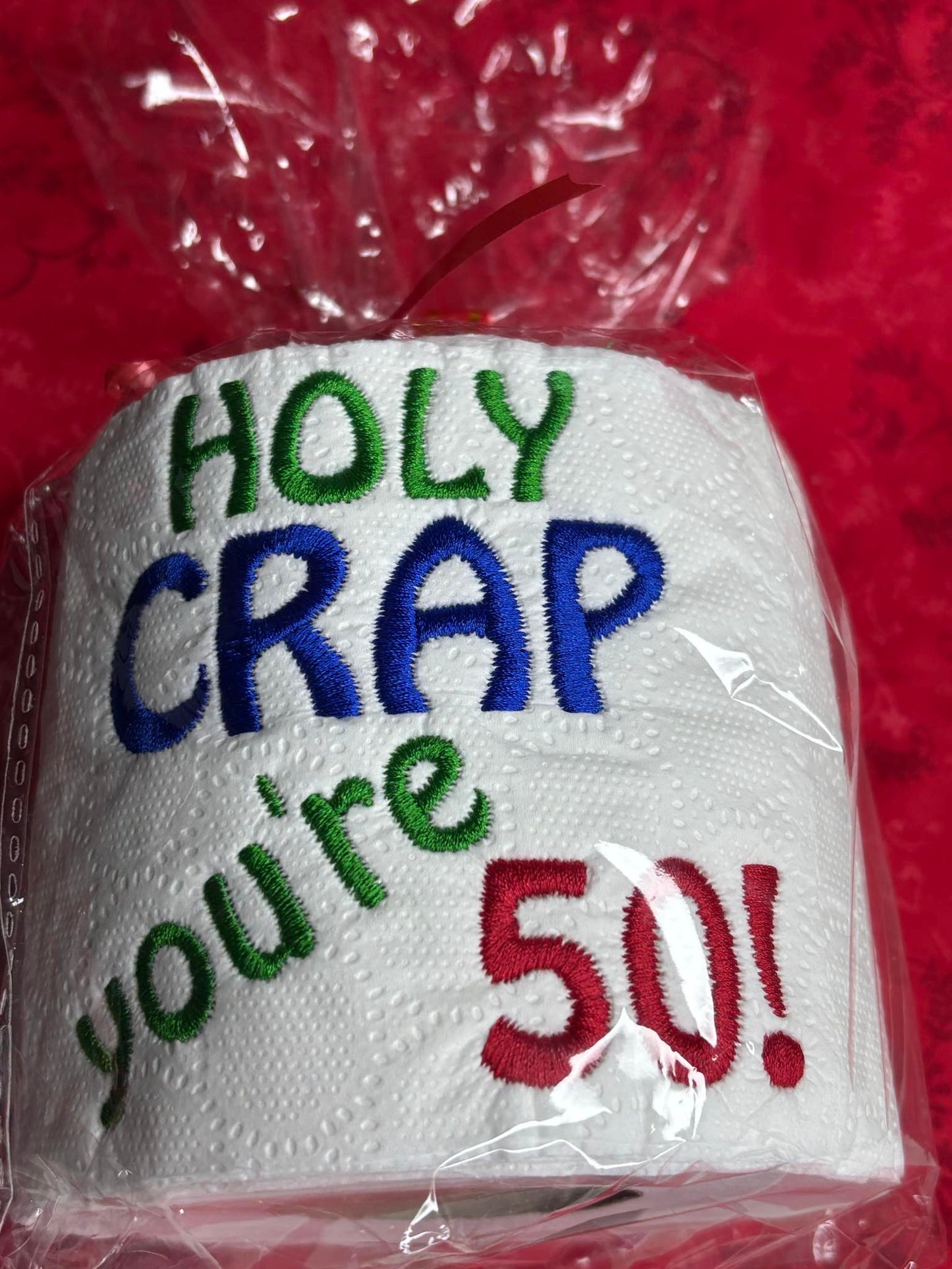 Holy Crap You're 50 Embroidered Toilet Roll